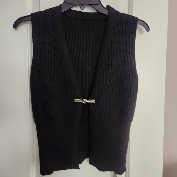 NWT - Commense Metal Buckle Waisted Sweater Vest - Black - Size Small (US 4) - Picture 4 of 8